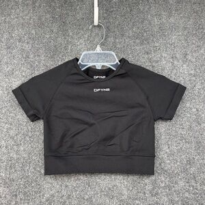 DFYNE Black Impact Crop Top Shirt Sleeve Women’s Small Gym Workout Yoga